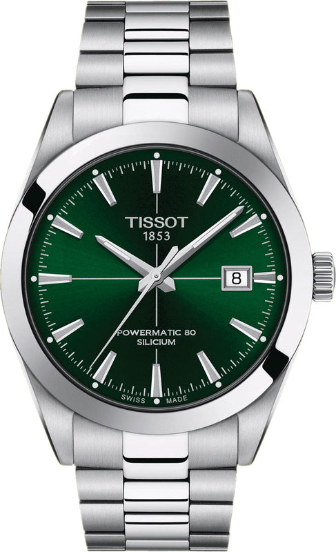 Tissot Gentleman Powermatic 80 Silicium Green Dial Silver Steel Strap Watch For Men - T127.407.11.091.01 Buy Now By Tissot