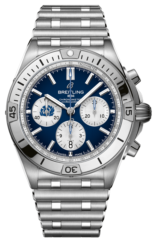 Breitling Chronomat B01 42 Six Nations Scotland Blue Dial Silver Steel Strap Watch for Men - AB0134A51C1A1 Buy Now By Breitling
