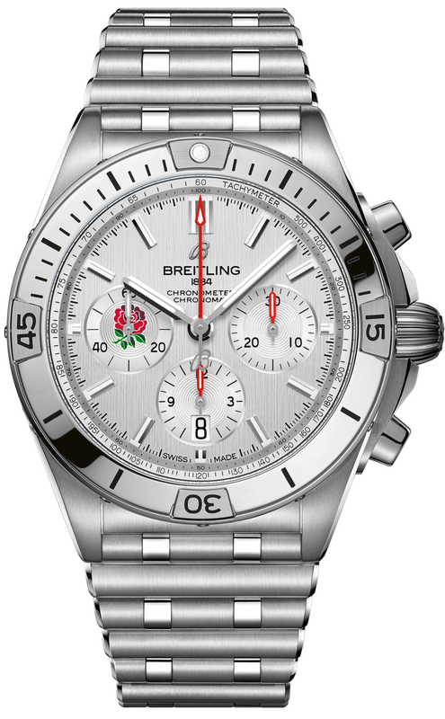 Breitling Chronomat B01 42 Six Nations England White Dial Silver Steel Strap Watch for Men - AB0134A71A1A1 Buy Now By Breitling