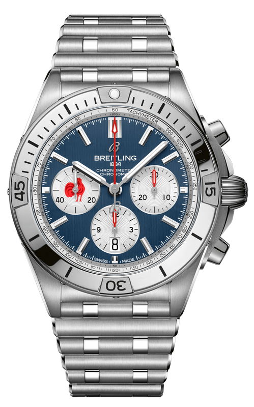 Breitling Chronomat B01 42 Six Nations France Blue Dial Silver Steel Strap Watch for Men - AB0134A81C1A1 Buy Now By Breitling
