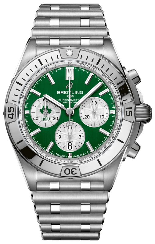 Breitling Chronomat B01 42 Six Nations Ireland Green Dial Silver Steel Strap Watch for Men - AB0134A91L1A1 Buy Now By Breitling