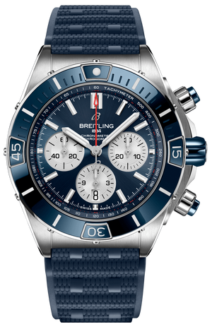 Breitling Super Chronomat B01 44 Blue Dial Blue Rubber Strap Watch for Men - AB0136161C1S1 Buy Now By Breitling