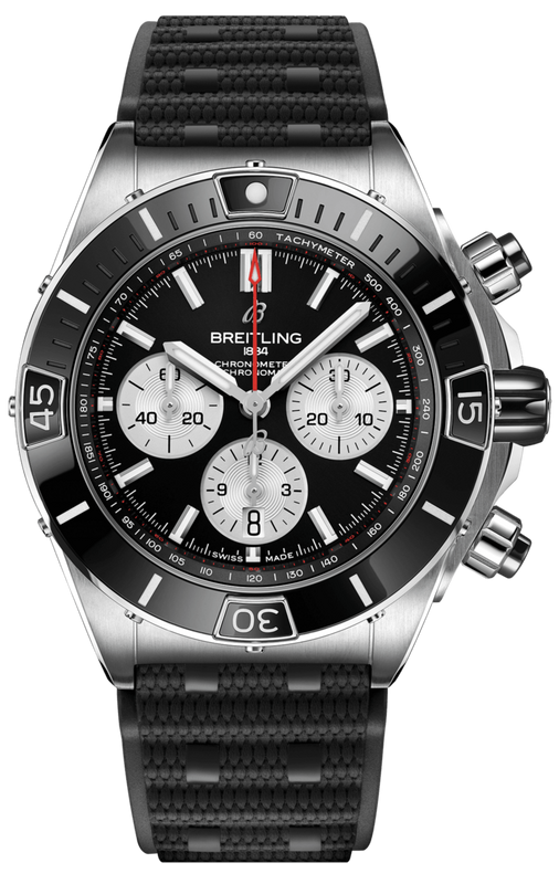 Breitling Super Chronomat B01 44 Black Dial Black Rubber Strap Watch for Men - AB0136251B1S1 Buy Now By Breitling
