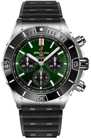 Breitling Super Chronomat B01 44 Green Dial Black Rubber Strap Watch for Men - AB0136251L1S1 Buy Now By Breitling