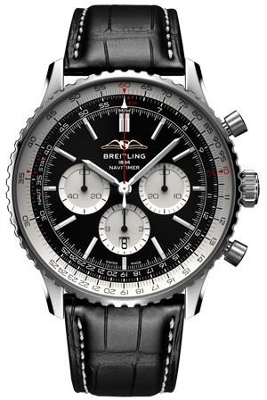 Breitling Navitimer B01 Chronograph 46 Black Dial Black Leather Strap Watch for Men - AB0137211B1P1 Buy Now By Breitling