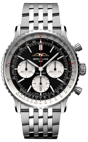 Breitling Navitimer B01 Chronograph 43 Black Dial Silver Steel Strap Watch for Men - AB0138211B1A1 Buy Now By Breitling