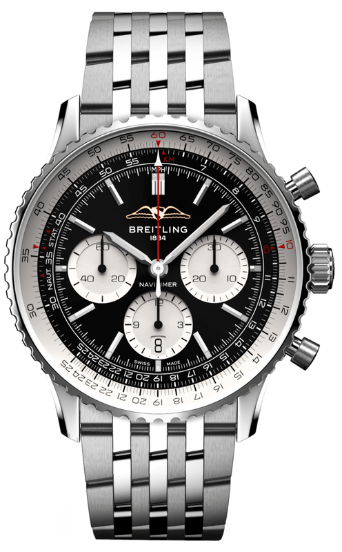 Breitling Navitimer B01 Chronograph 43 Black Dial Silver Steel Strap Watch for Men - AB0138211B1A1 Buy Now By Breitling