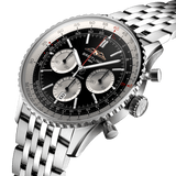 Breitling Navitimer B01 Chronograph 43 Black Dial Silver Steel Strap Watch for Men - AB0138211B1A1 Buy Now By Breitling