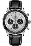 Breitling Navitimer B01 Chronograph 43 Silver Dial Black Leather Strap Watch for Men - AB0138241G1P1 Buy Now By Breitling