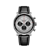 Breitling Navitimer B01 Chronograph 43 Silver Dial Black Leather Strap Watch for Men - AB0138241G1P1 Buy Now By Breitling