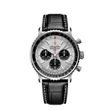 Breitling Navitimer B01 Chronograph 43 Silver Dial Black Leather Strap Watch for Men - AB0138241G1P1 Buy Now By Breitling