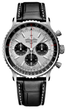 Breitling Navitimer B01 Chronograph 43 Silver Dial Black Leather Strap Watch for Men - AB0138241G1P1 Buy Now By Breitling