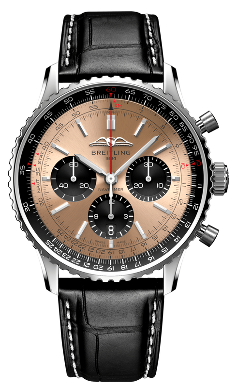 Breitling Navitimer B01 Chronograph 43 Brown Dial Black Leather Strap Watch for Men - AB0138241K1P1 Buy Now By Breitling