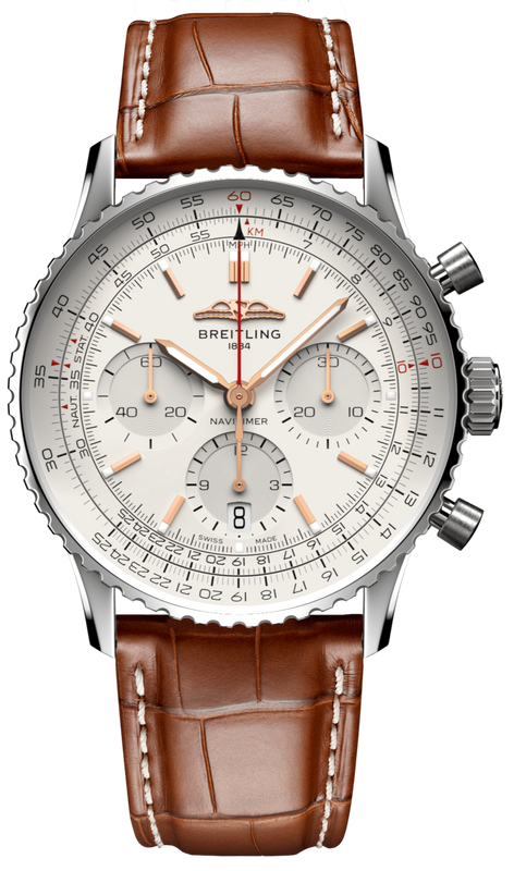 Breitling Navitimer B01 Chronograph 41 White Dial Brown Leather Strap Watch for Men - AB0139211G1P1 Buy Now By Breitling