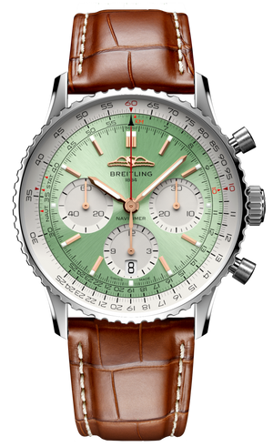 Breitling Navitimer B01 Chronograph 41 Green Dial Brown Leather Strap Watch for Men - AB0139211L1P1 Buy Now By Breitling