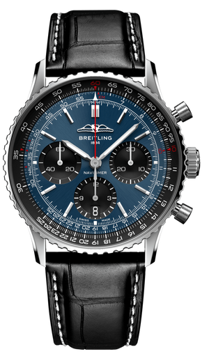 Breitling Navitimer B01 Chronograph 41 Blue Dial Black Leather Strap Watch for Men - AB0139241C1P1 Buy Now By Breitling