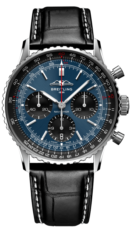 Breitling Navitimer B01 Chronograph 41 Blue Dial Black Leather Strap Watch for Men - AB0139241C1P1 Buy Now By Breitling