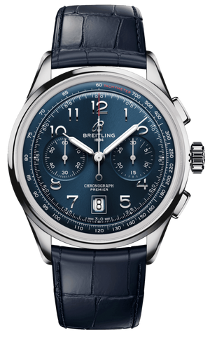 Breitling Premier B01 Chronograph 42 Blue Dial Blue Leather Strap Watch for Men - AB0145171C1P2 Buy Now By Breitling