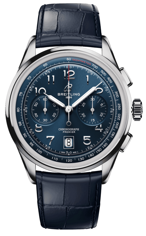 Breitling Premier B01 Chronograph 42 Blue Dial Blue Leather Strap Watch for Men - AB0145171C1P2 Buy Now By Breitling