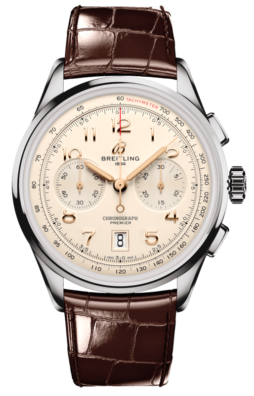 Breitling Premier B01 Chronograph 42 White Dial Brown Leather Strap Watch for Men - AB0145211G1P1 Buy Now By Breitling