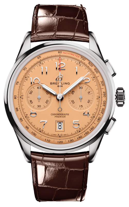 Breitling Premier B01 Chronograph 42 Beige Dial Brown Leather Strap Watch for Men - AB0145331K1P1 Buy Now By Breitling