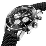 Breitling Superocean Heritage B01 Chronograph 44 Black Dial Black Mesh Bracelet Watch for Men - AB0162121B1S1 Buy Now By Breitling