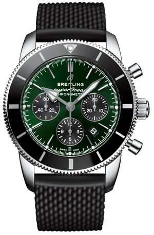 Breitling Superocean Heritage B01 Chronograph 44 Limited Edition Green Dial Black Mesh Bracelet Watch for Men - AB01621A1L1S1 Buy Now By Breitling