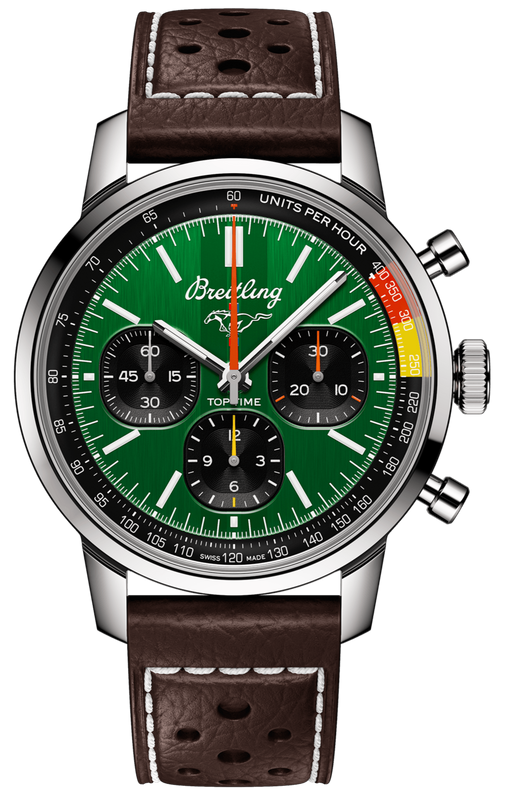 Breitling Top Time B01 Ford Mustang Green Dial Brown Leather Strap Watch for Men - AB01762A1L1X1 Buy Now By Breitling
