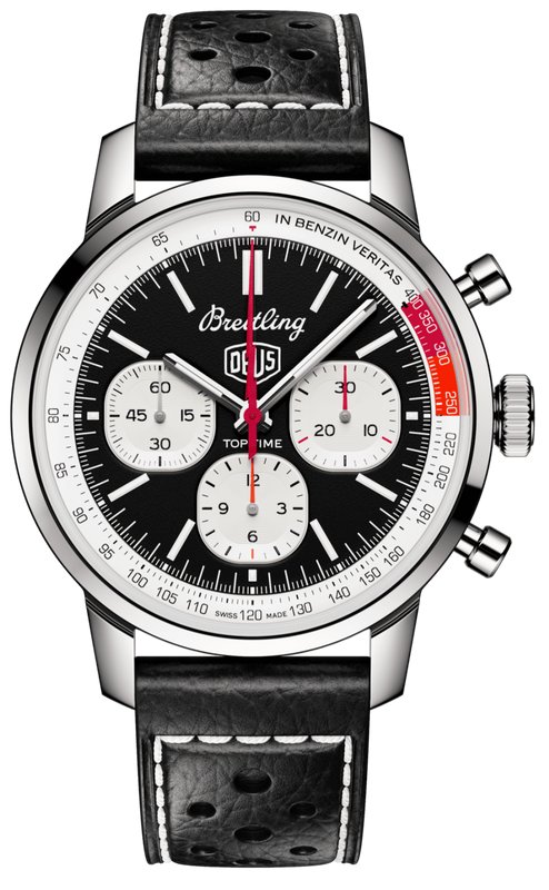 Breitling Top Time B01 Deus Black Dial Black Leather Strap Watch for Men - AB01765A1B1X1 Buy Now By Breitling