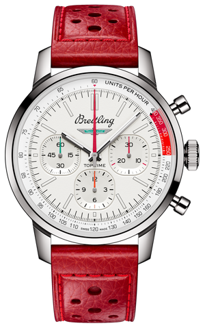 Breitling Top Time B01 Ford Thunderbird White Dial Red Leather Strap Watch for Men - AB01766A1A1X1 Buy Now By Breitling