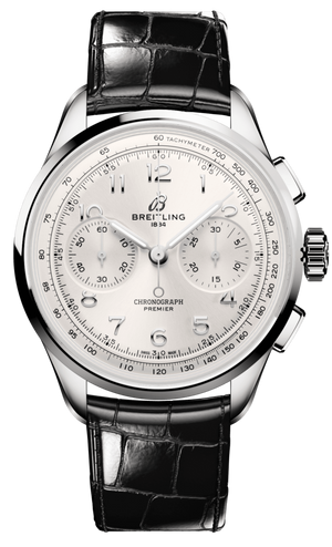 Breitling Premier B09 Chronograph 40 White Dial Black Leather Strap Watch for Men - AB0930371G1P1 Buy Now By Breitling