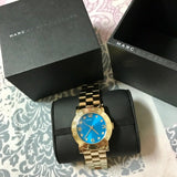 Marc Jacobs Amy Blue Dial Gold Steel Strap Watch for Women - MBM3303 Buy Now By Marc Jacobs
