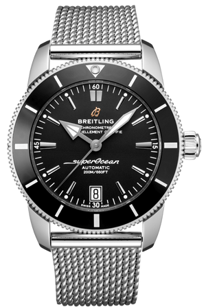Breitling Superocean Heritage B20 Automatic 42 Black Dial Silver Mesh Bracelet Watch for Men - AB2010121B1A1 Buy Now By Breitling