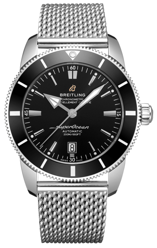Breitling Superocean Heritage B20 Automatic 46 Black Dial Silver Mesh Bracelet Watch for Men - AB2020121B1A1 Buy Now By Breitling
