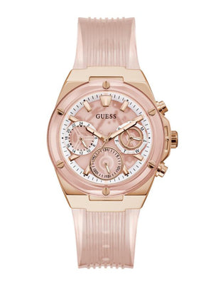 Guess Athena Rose Gold Dial Rose Gold Rubber Strap Watch for Women - GW0409L3 Buy Now By Guess