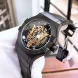 Maserati Potenza Skeleton Limited Edition Black Dial Black Leather Strap Watch For Men - R8821108027 Buy Now By Maserati
