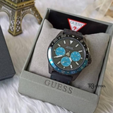 Guess Odyssey Quartz Black Dial Black Leather Strap Watch For Men - W1108G5 Buy Now By Guess