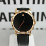 Movado Museum Black Dial Black Leather Strap Watch For Men - 2100005 Buy Now By Movado