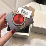 Michael Kors Darci Red DIal Rose Gold Stainless Steel Strap Watch for Women - MK3378 Buy Now By Michael Kors