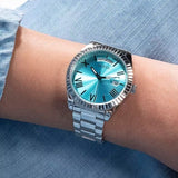Guess Luna Quartz Blue Dial Silver Steel Strap Watch For Women - GW0308L4 Buy Now By Guess
