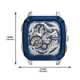 Fossil Inscription Automatic Skeleton Blue Dial Brown Leather Strap Watch for Men - BQ2571 Buy Now By Fossil