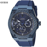 Guess Legacy Blue Dial Blue Rubber Strap Watch for Men - W1049G7 Buy Now By Guess