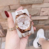 Guess Luna Diamonds White Dial White Rubber Strap Watch for Women - W0653L4 Buy Now By Guess