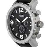 Fossil Nate Chronograph Black Dial Black Leather Strap Watch for Men - JR1436 Buy Now By Fossil