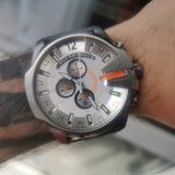 Diesel Mega Chief Chronograph White Dial Silver Steel Strap Watch For Men - DZ4328 Buy Now By Diesel