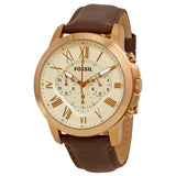 Fossil Grant Chronograph White Dial Brown Leather Strap Watch for Men - FS4991 Buy Now By Fossil