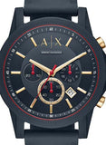 Armani Exchange Outerbanks Chronograph Blue Dial Blue Silicone Strap Watch For Men - AX1335 Buy Now By Armani Exchange