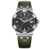 Maurice Lacroix Aikon Quartz Black Dial Green Crocodile Leather Strap Watch for Men - AI1008-PVB21-330-1 Buy Now By Maurice Lacroix