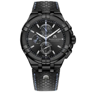 Maurice Lacroix Aikon Chronograph Limited Edition Black Dial Black Leather Strap Watch for Men - AI1018-PVB01-337-1 Buy Now By Maurice Lacroix