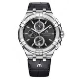 Maurice Lacroix Aikon Chronograph Black Dial Black Leather Strap Watch for Men - AI1018-SS001-330-1 Buy Now By Maurice Lacroix